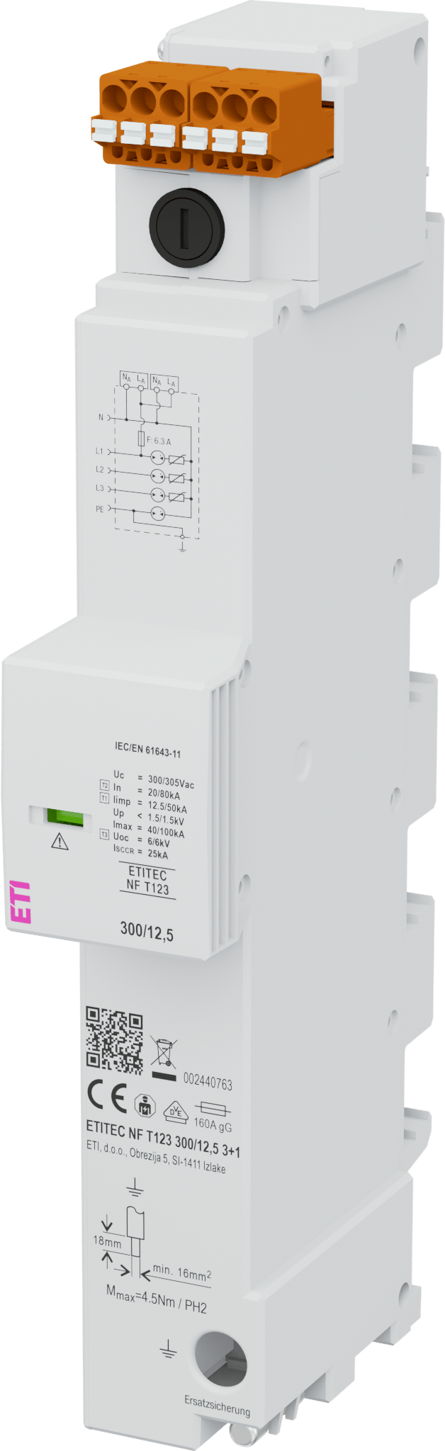 Surge arrester ETITEC NF T123 300/12,5 3+1 002440763