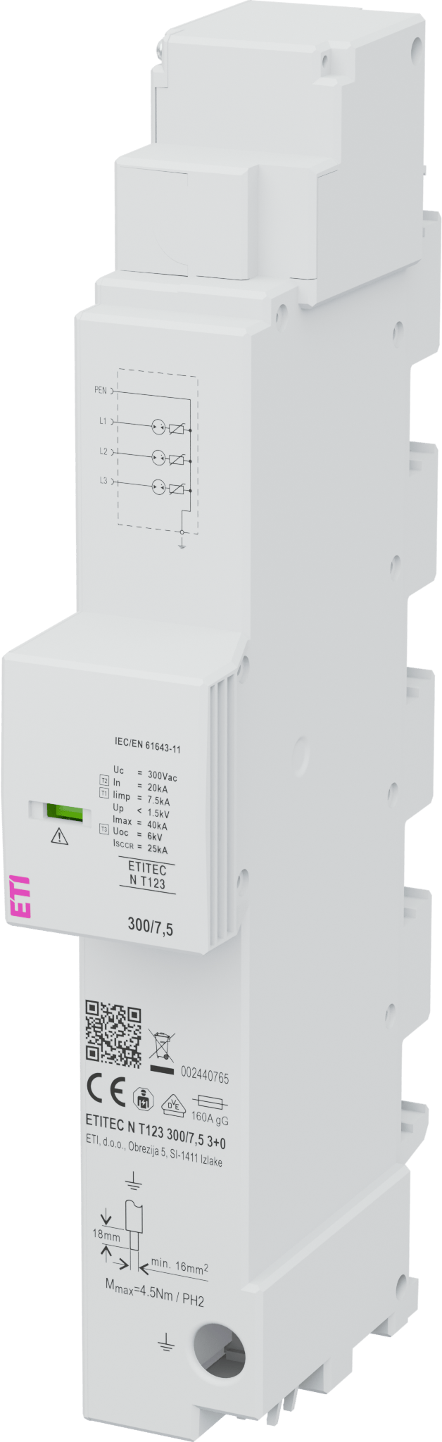 Surge arrester ETITEC N T123 300/7,5 3+0 002440765