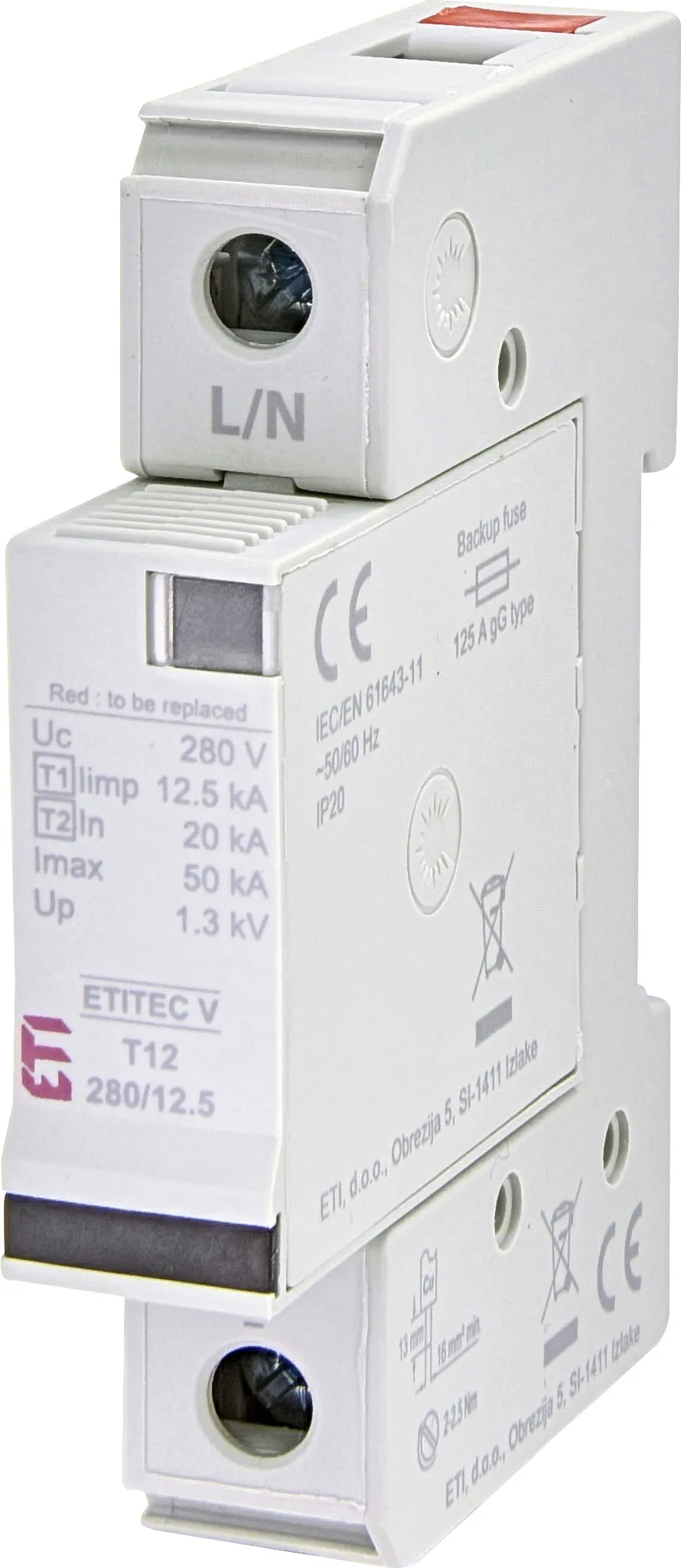 Surge arrester ETITEC V T12 280/12,5 1+0 002442900