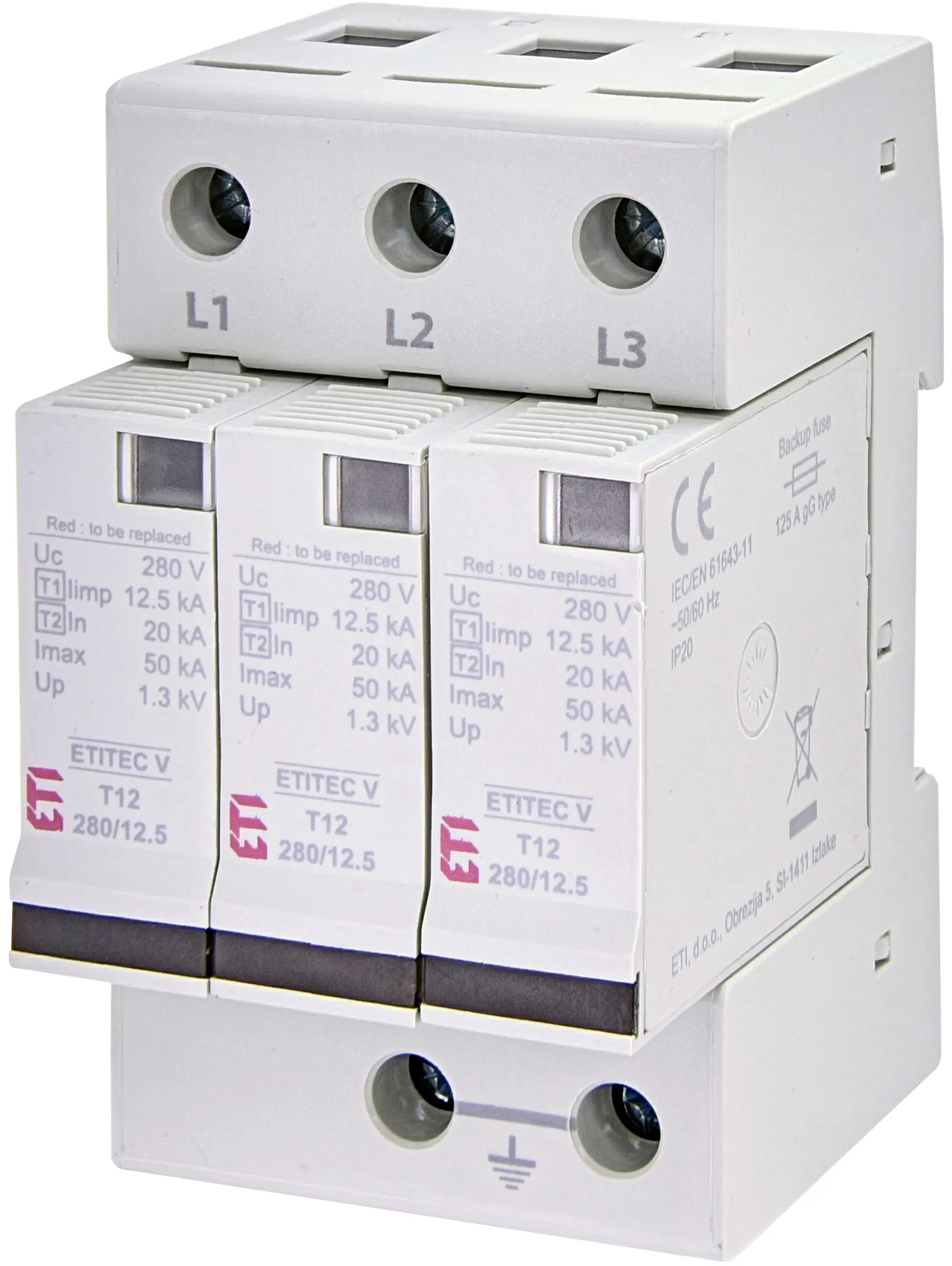 Surge arrester ETITEC V T12 280/12,5 3+0 RC 002442915