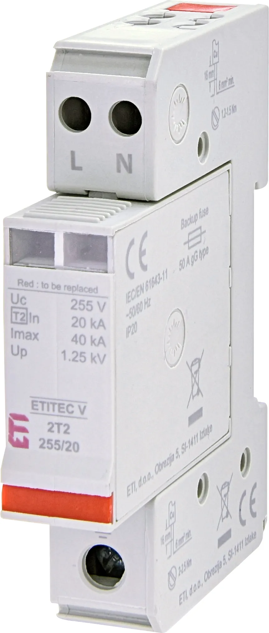Surge arrester ETITEC V 2T2 440/20 2+0 002442941