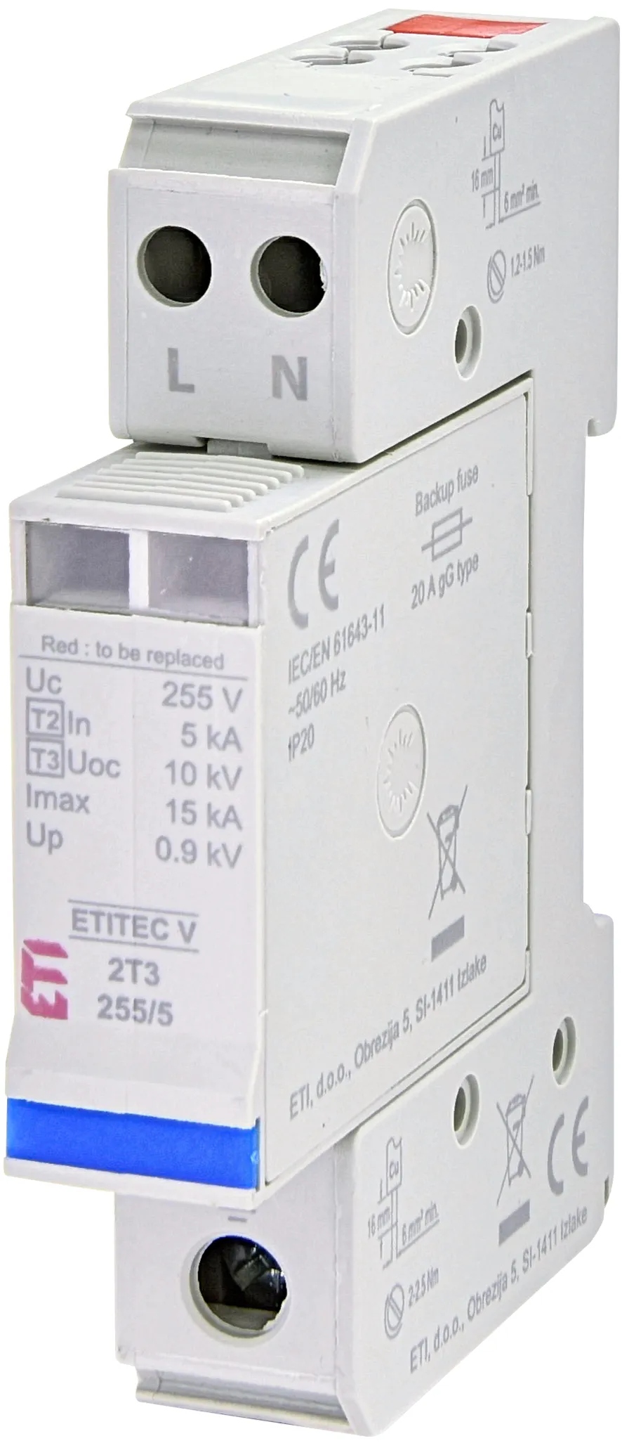Surge arrester ETITEC V 2T3 255/5 1+1 RC 002442976