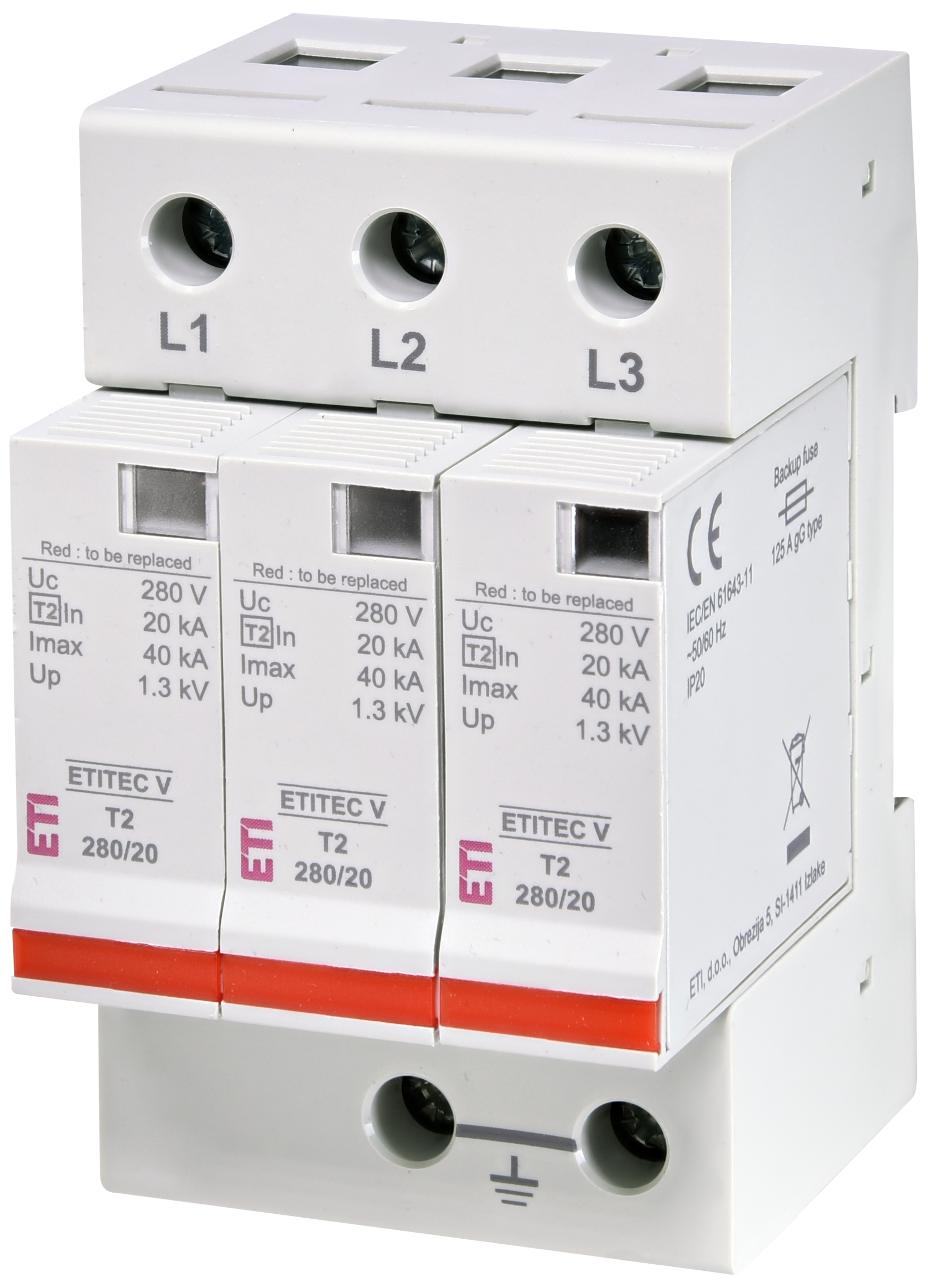 Surge arrester ETITEC V T2 280/20 3+0 002443013
