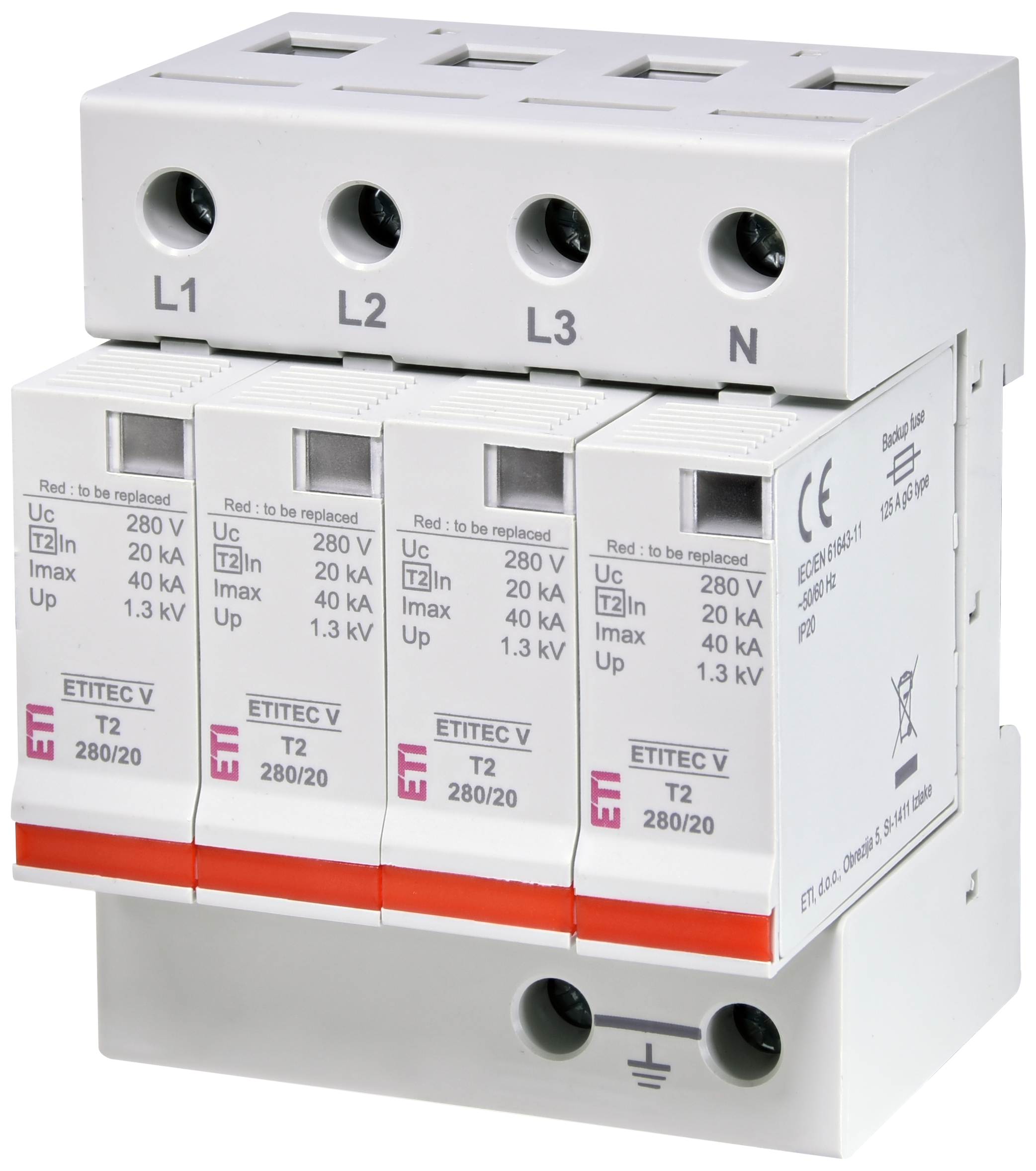 Surge arrester ETITEC V T2 280/20 4+0 002443014