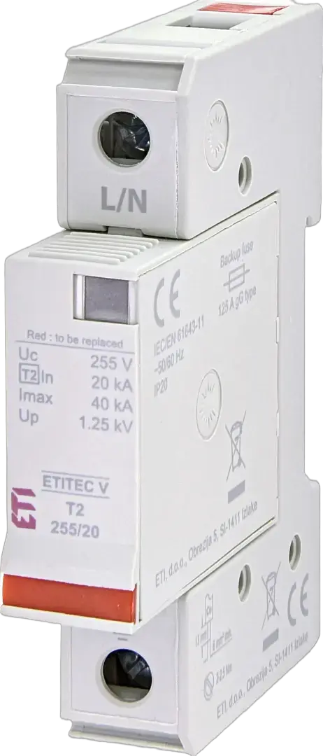 Surge arrester ETITEC V T2 440/20 1+0 002443040