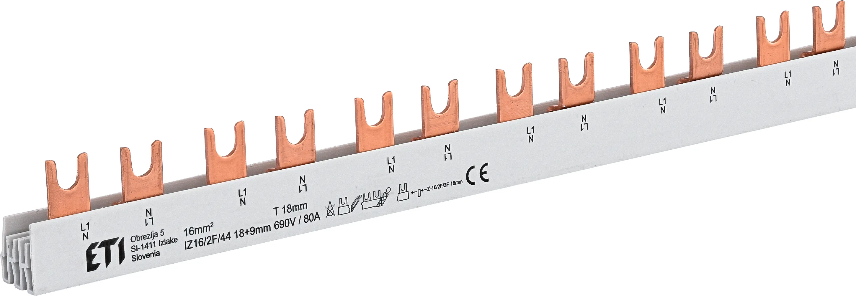 Cu rail IZ16/2F/44 18+9mm 002921233