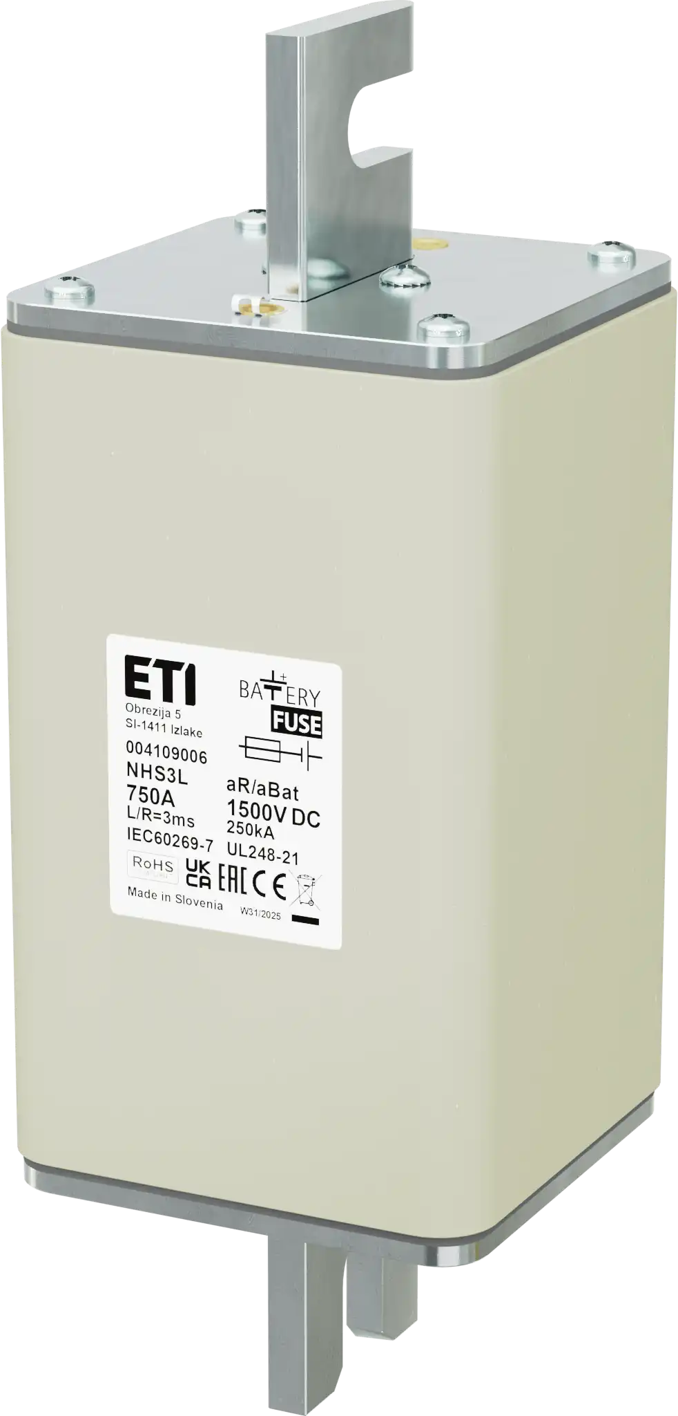 Fuse link NHS3L aR/aBat 750A/1500V DC AL 004109006