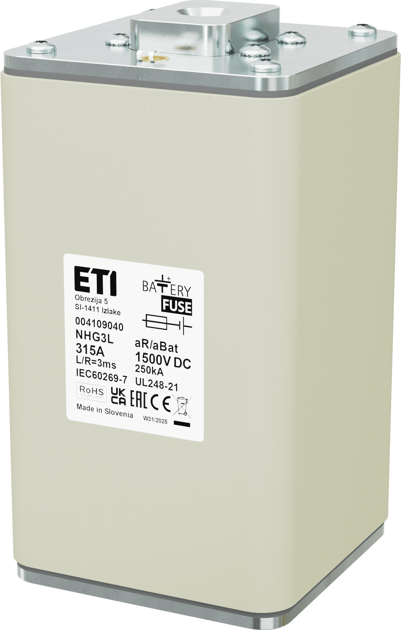 Fuse link NHG3L aR/aBat 315A/1500V DC AL 004109040
