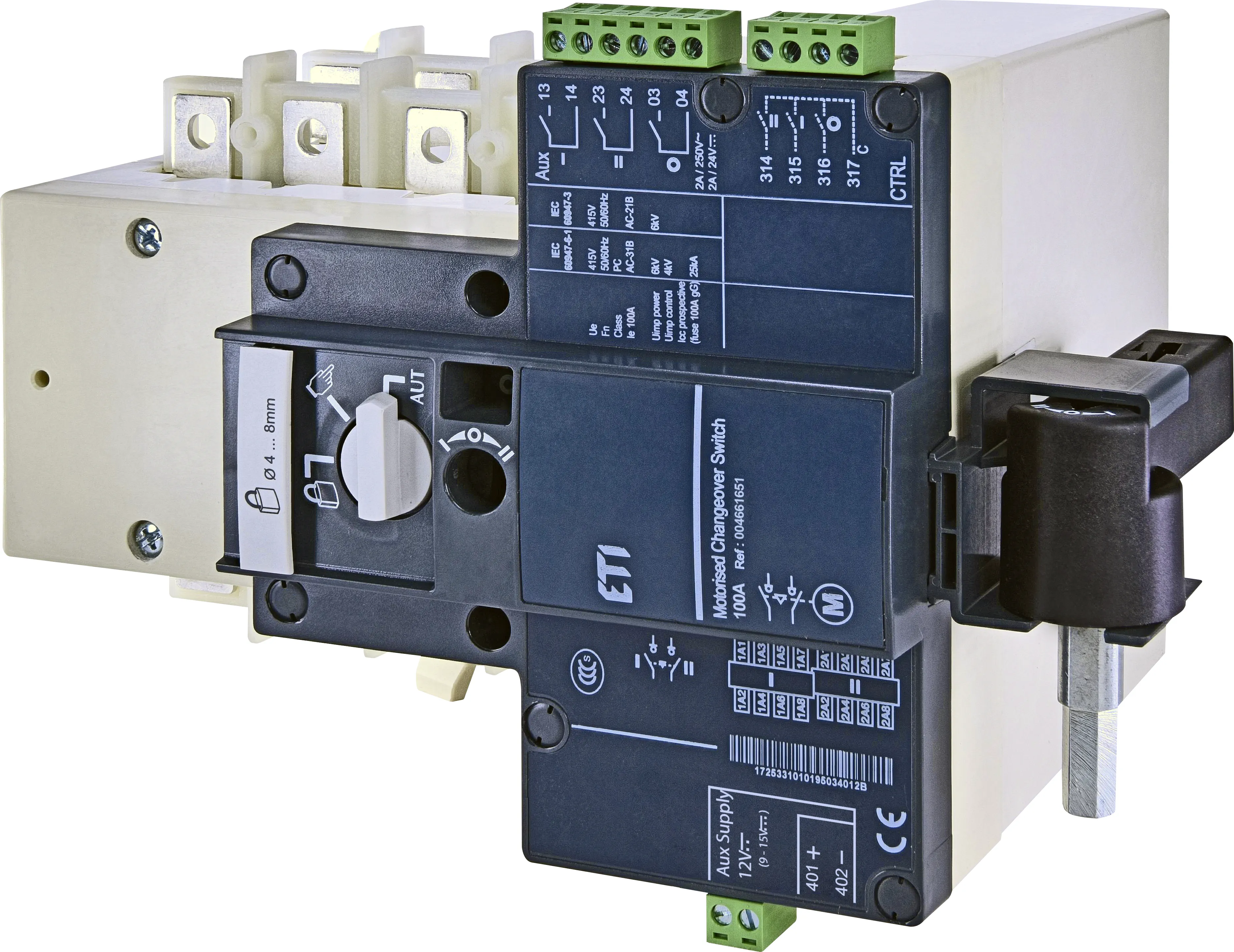 Changeover switch motor op. MLBS 100 4P CO 12VDC 004661651