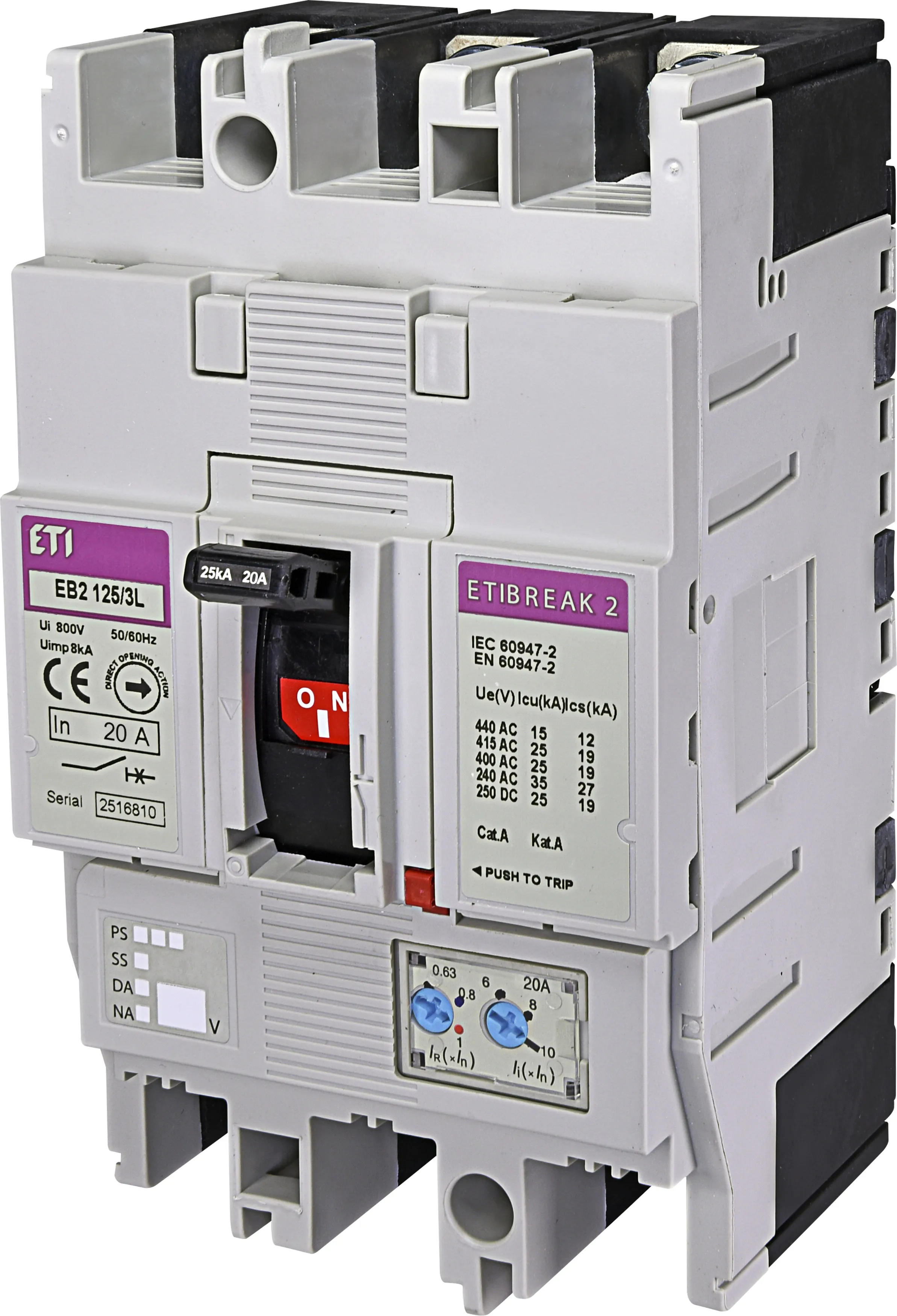 Molded Case Circuit Breaker EB2 125/3L 20A 3p 004671021