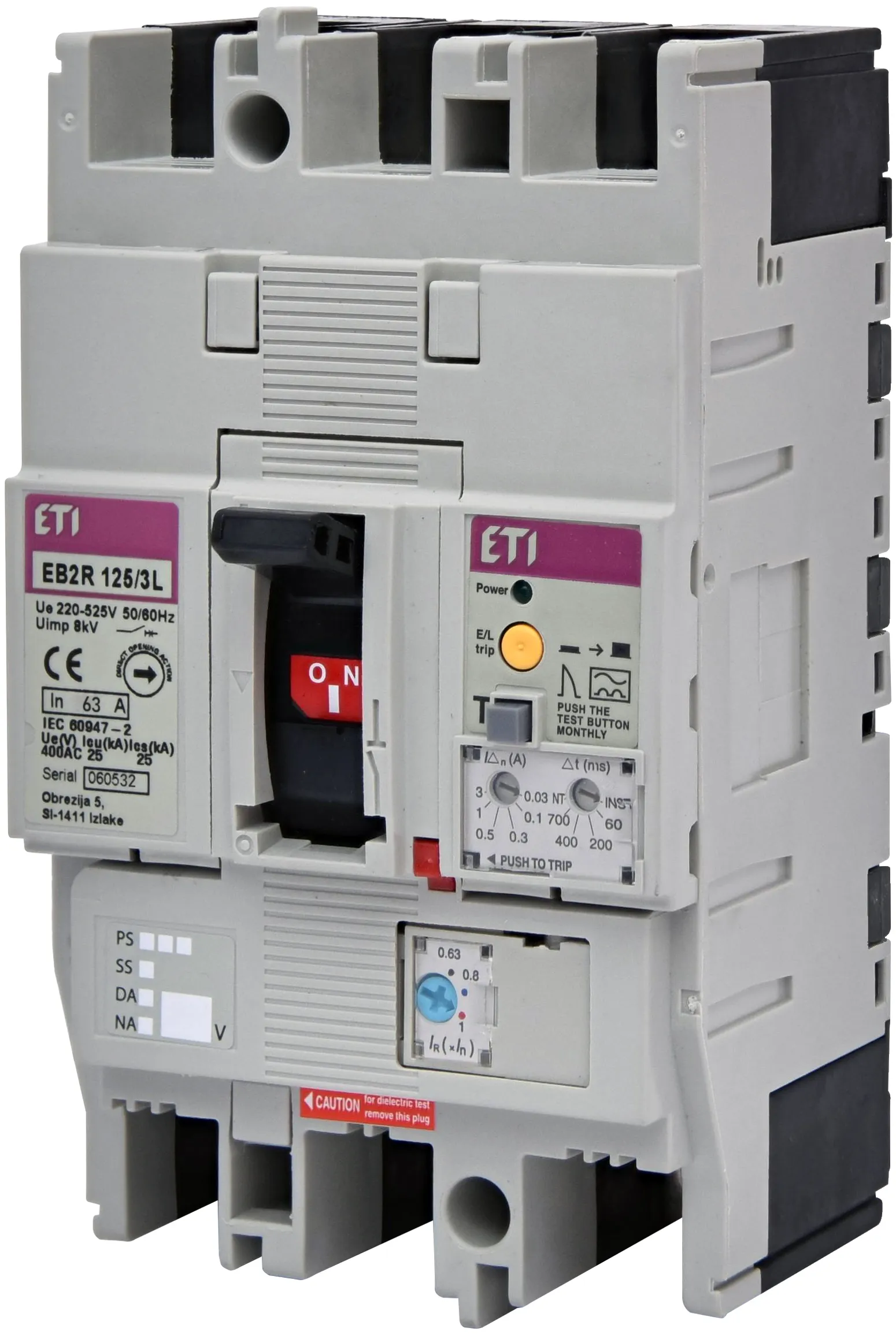 Molded Case Circuit Breaker EB2R 125/3L 63A 3P 004671504