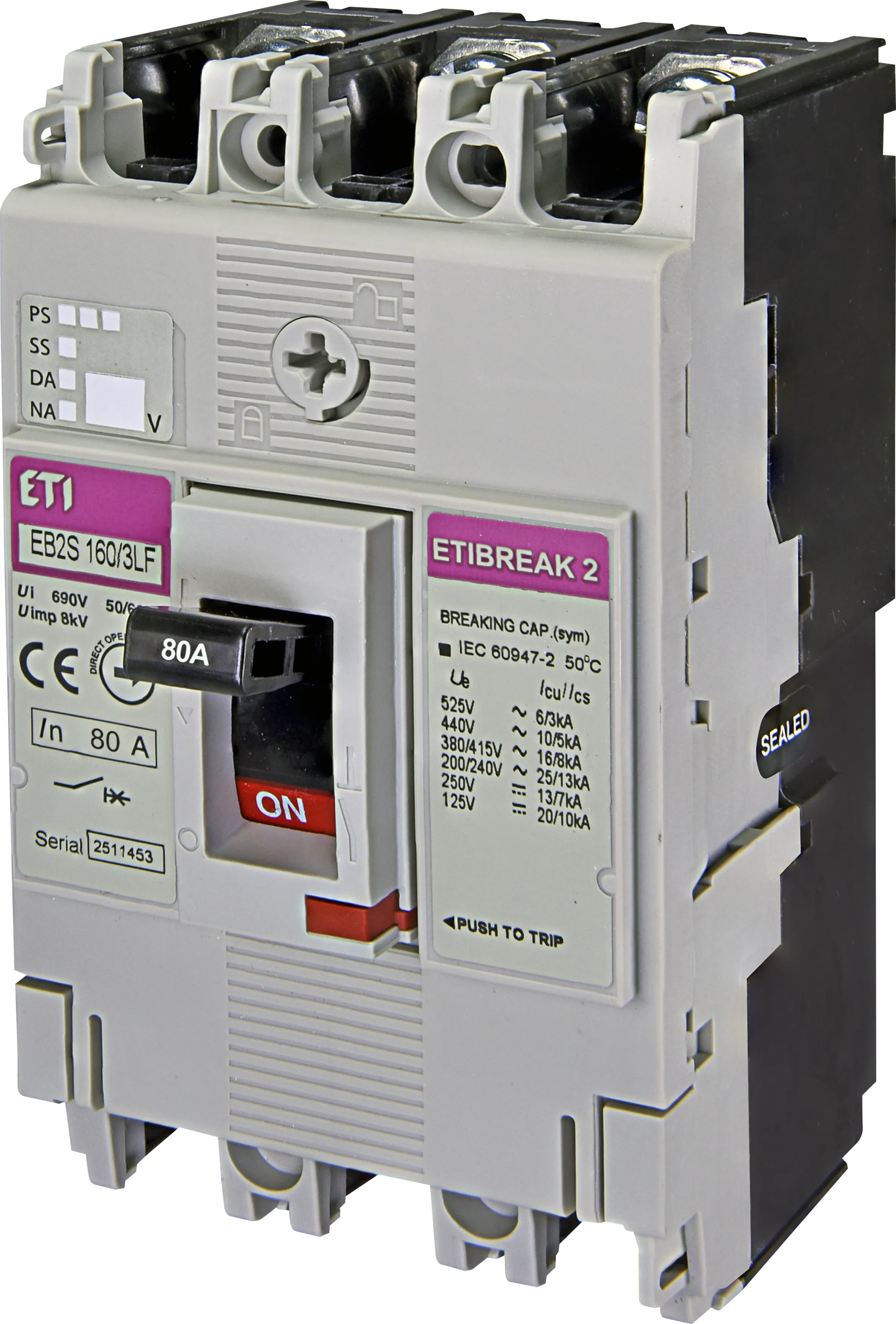 Molded Case Circuit Breaker EB2S 160/3LF 80A 3p 004671808