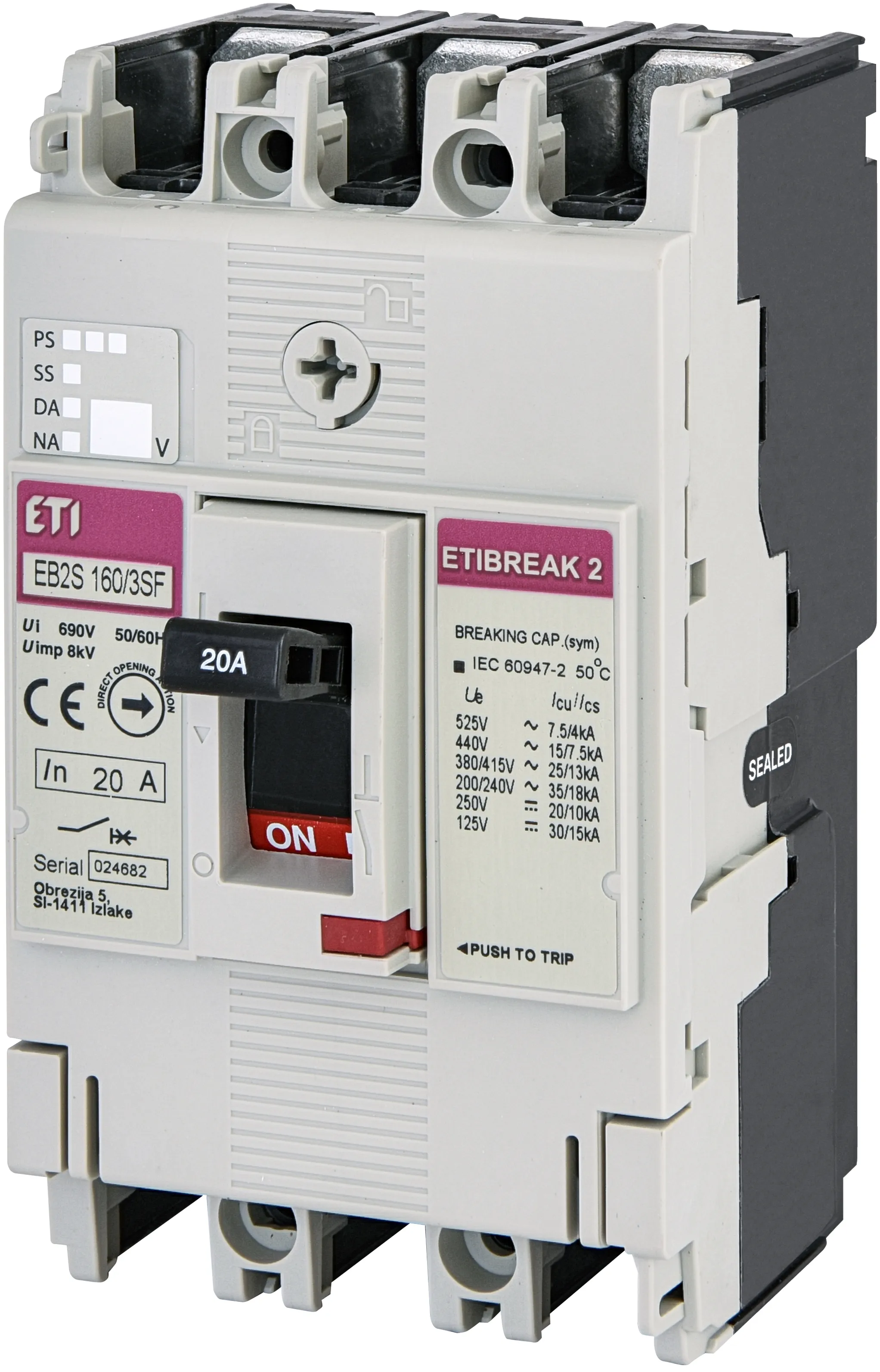 Molded Case Circuit Breaker EB2S 160/3SF 20A 3p 004671828
