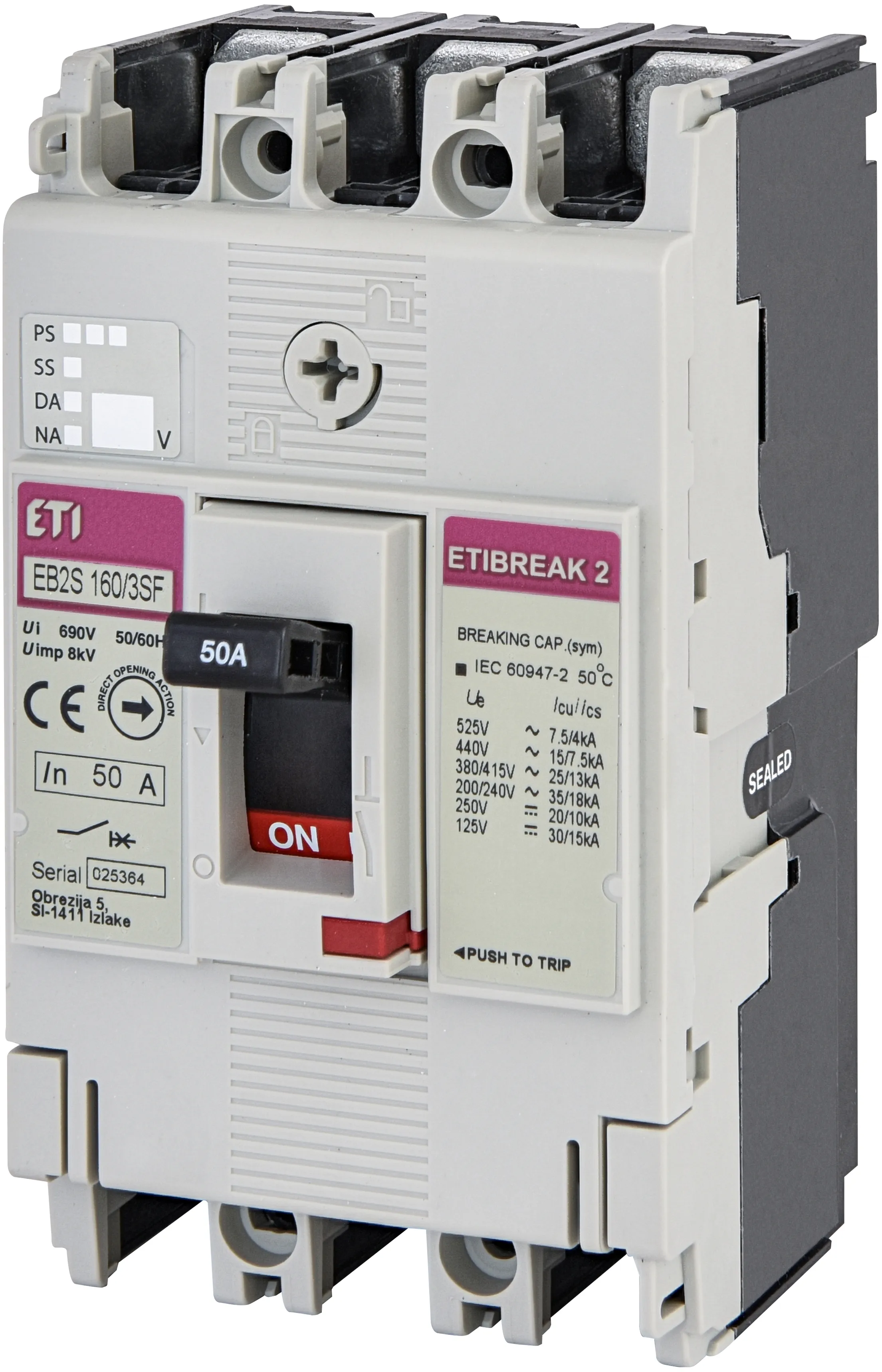 Molded Case Circuit Breaker EB2S 160/3SF 50A 3p 004671832